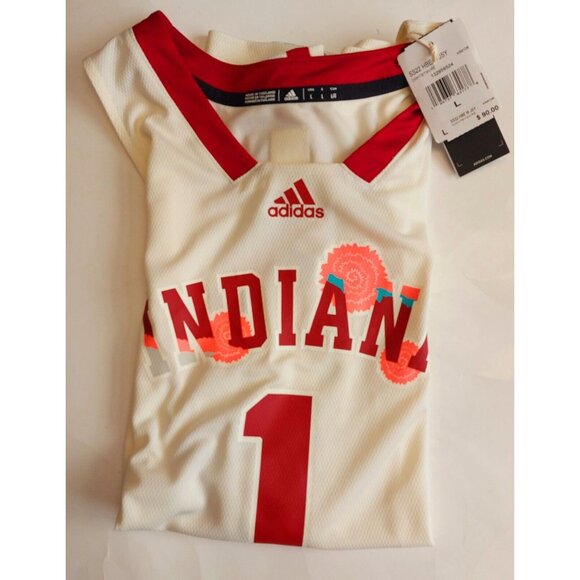 Adidas Indiana Hoosiers Basketball Jersey #1 Mens Size L Black Excellence Cream - Picture 8 of 9